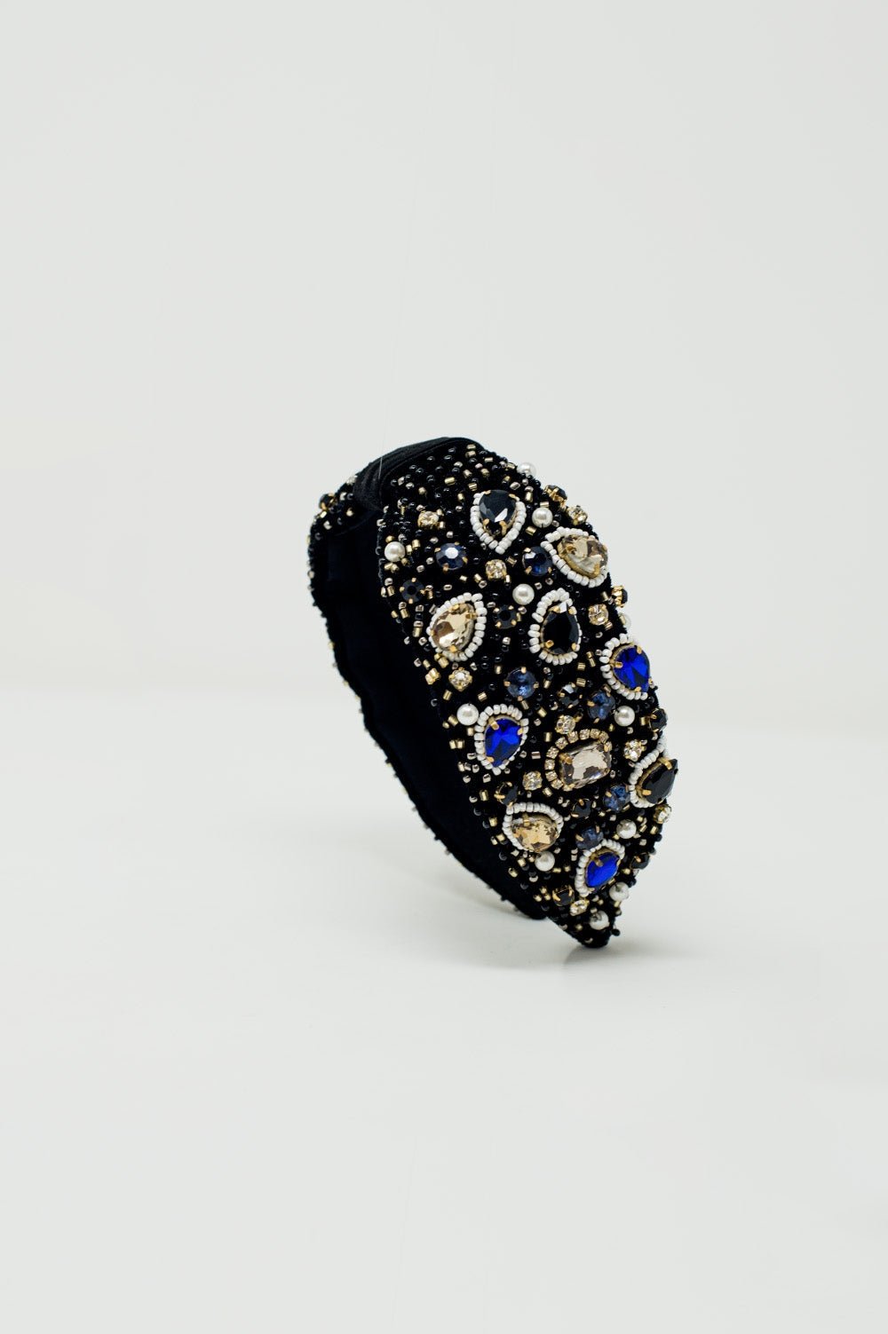 Black Headband With Big and Small Embroidered Jewells - Mack & Harvie