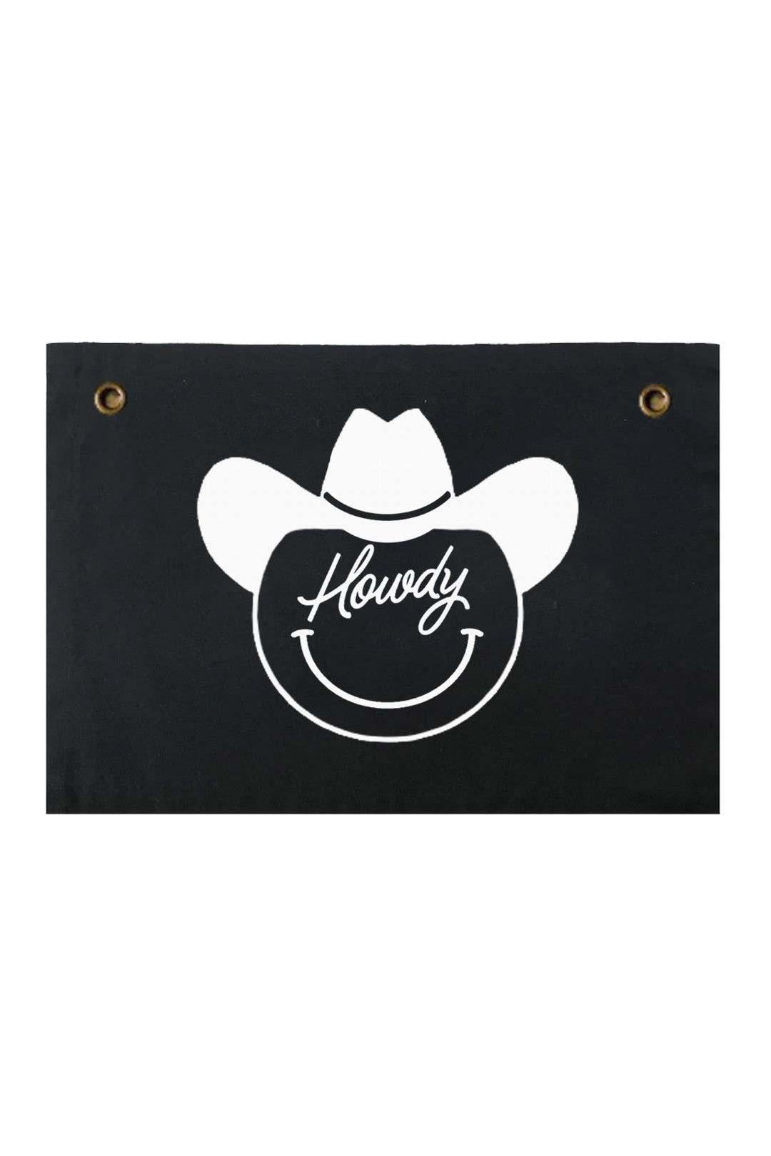 Black Howdy Cowboy Canvas Flag - Mack & Harvie