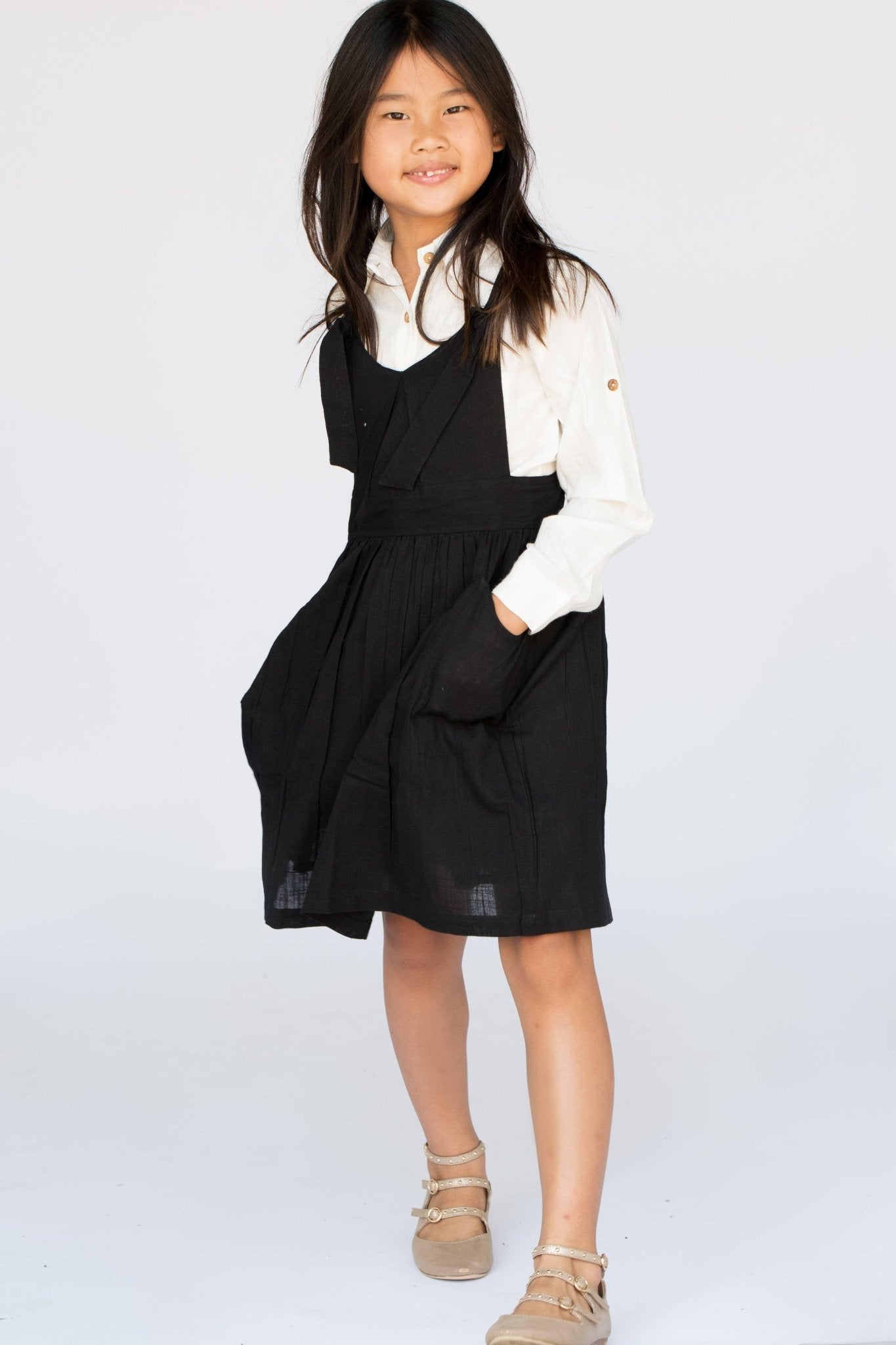 Black Overall Dress & Shirt Two Piece Set - Mack & Harvie