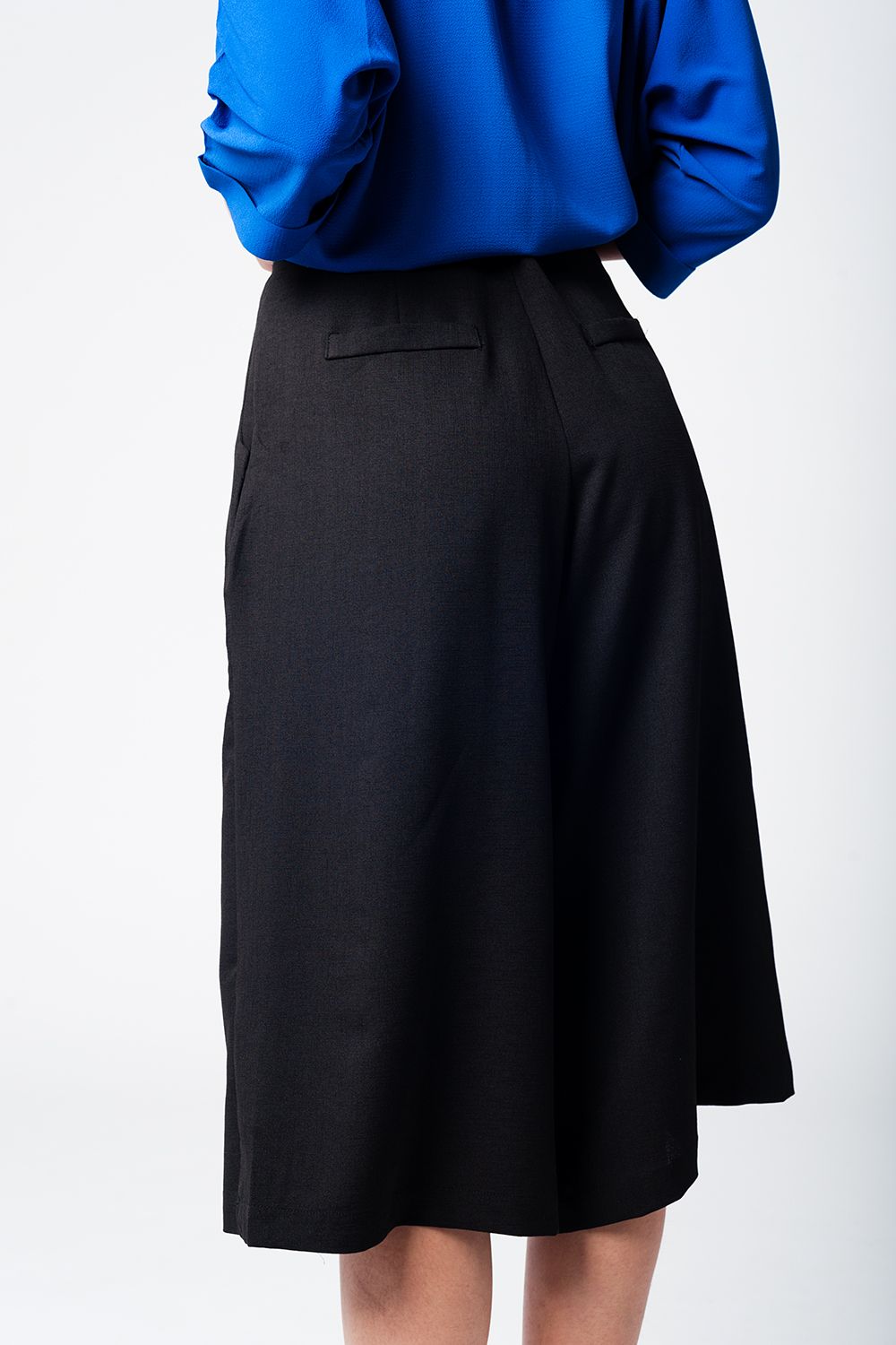 Black Pants Skirt With Silver Buttons - Mack & Harvie
