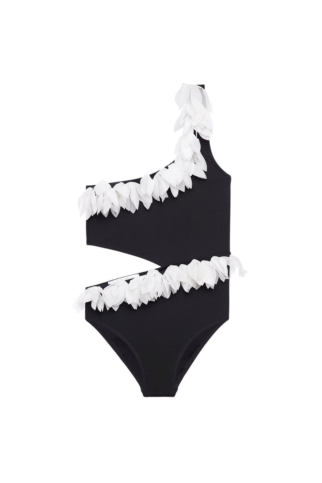 Black Side Cut Swimsuit with Petals - Mack & Harvie