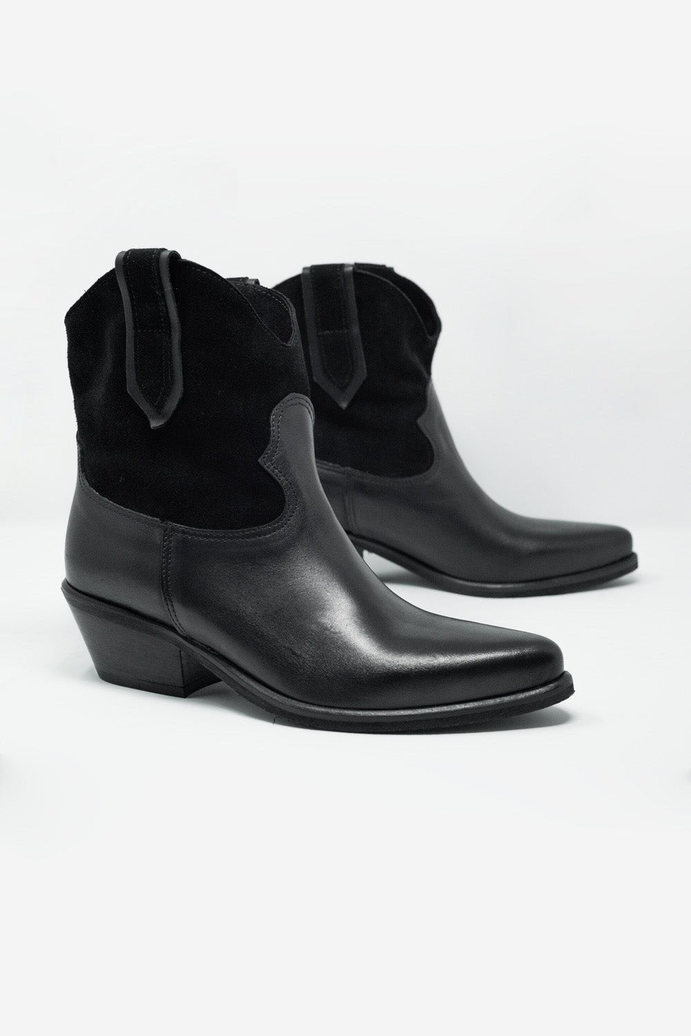 Black Western Sock Boots With Suede Detail - Mack & Harvie