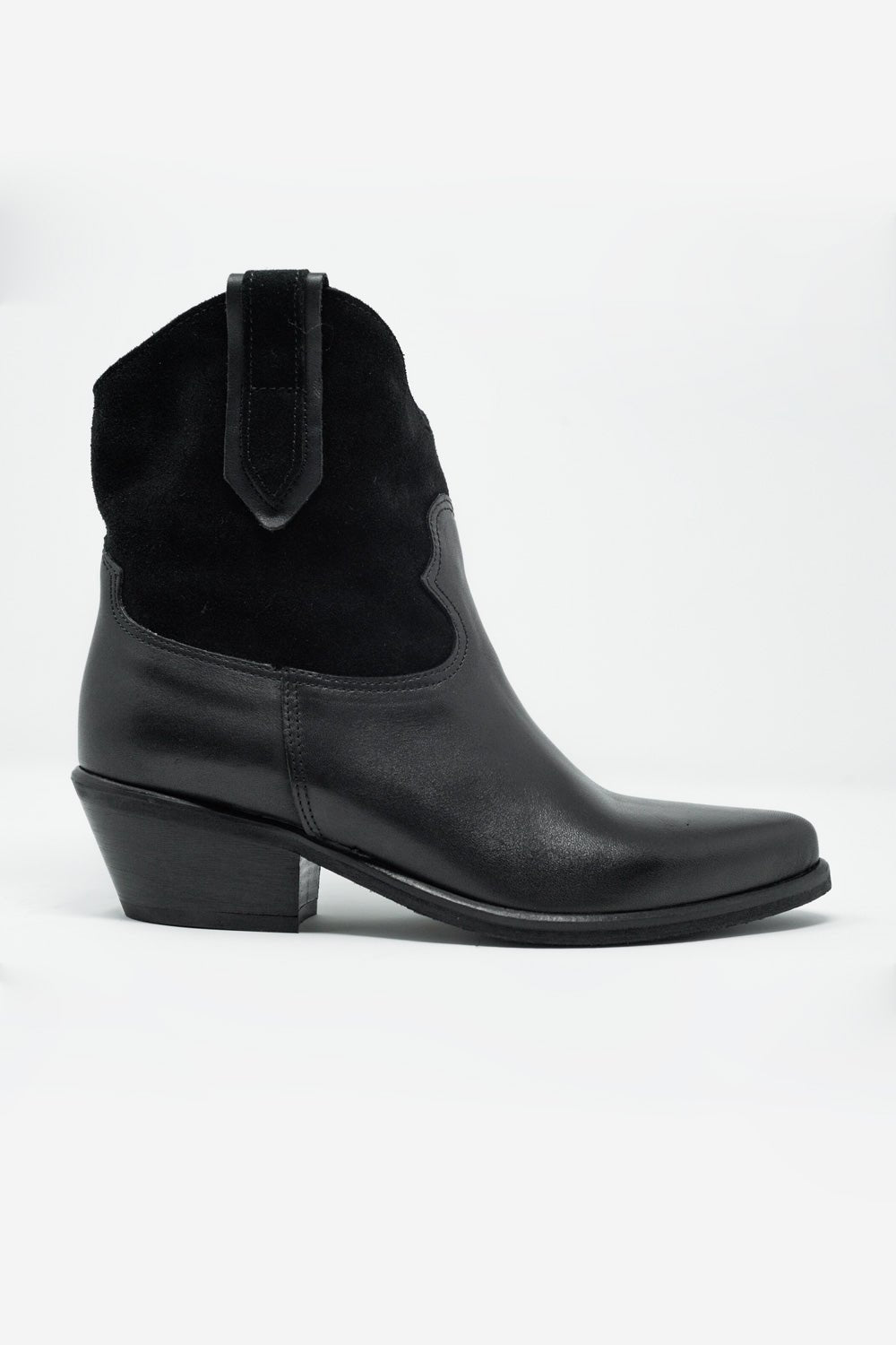 Black Western Sock Boots With Suede Detail - Mack & Harvie