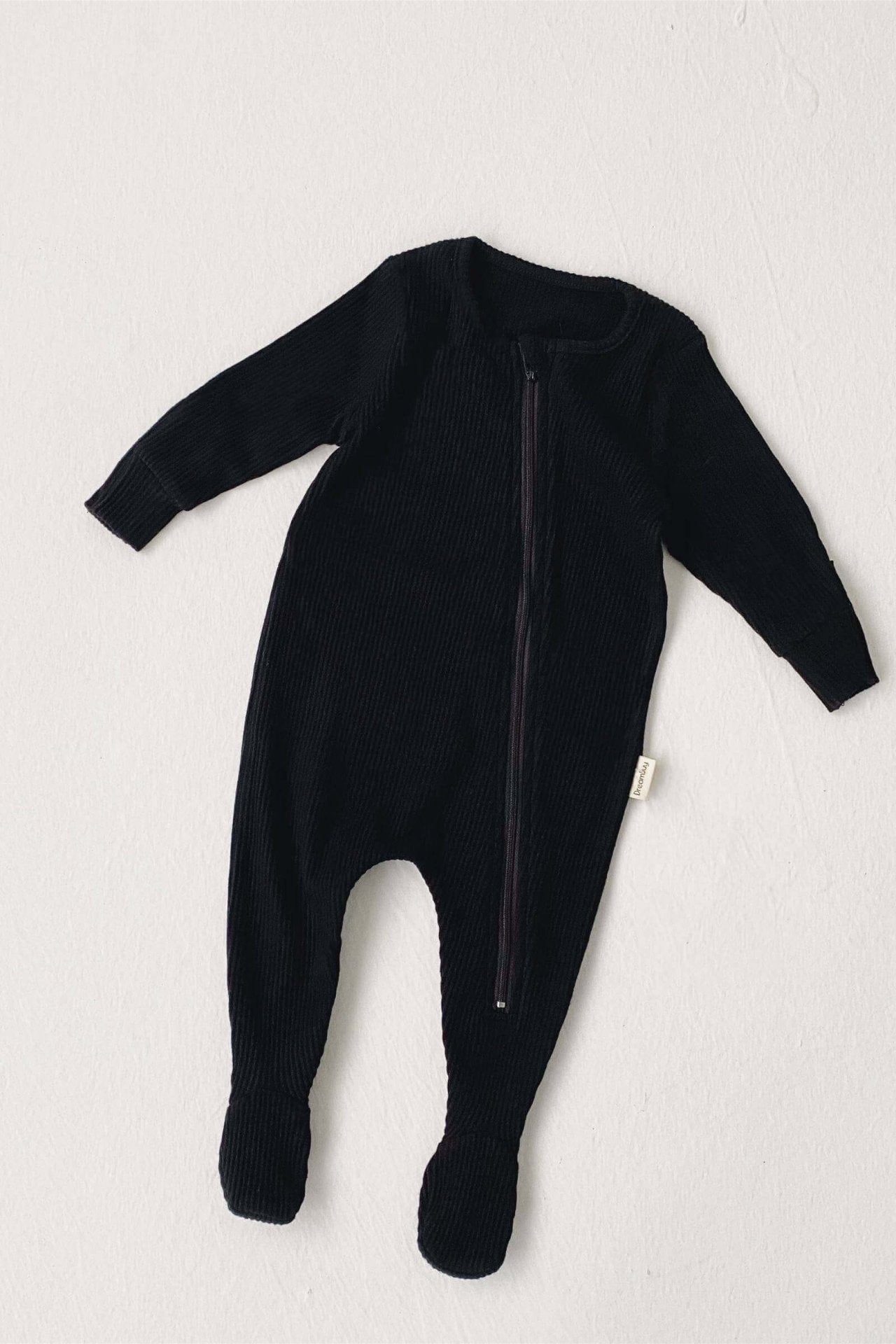 Black Zip Sleepsuit Ribbed Romper Babygrow - Mack & Harvie