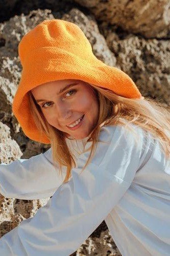 Bloom Crochet Sun Hat, in Tangerine Orange - Mack & Harvie