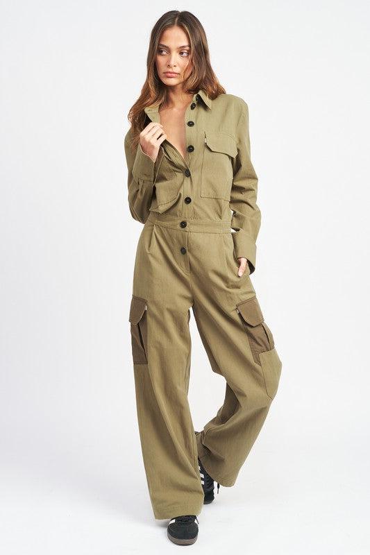 BOTTON DOWN CARGO JUMPSUIT - Mack & Harvie