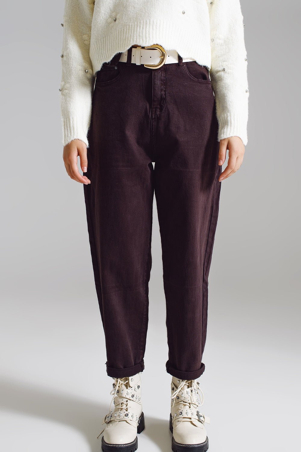 Brown Relaxed Pants With Pocket Detail at the Waist - Mack & Harvie