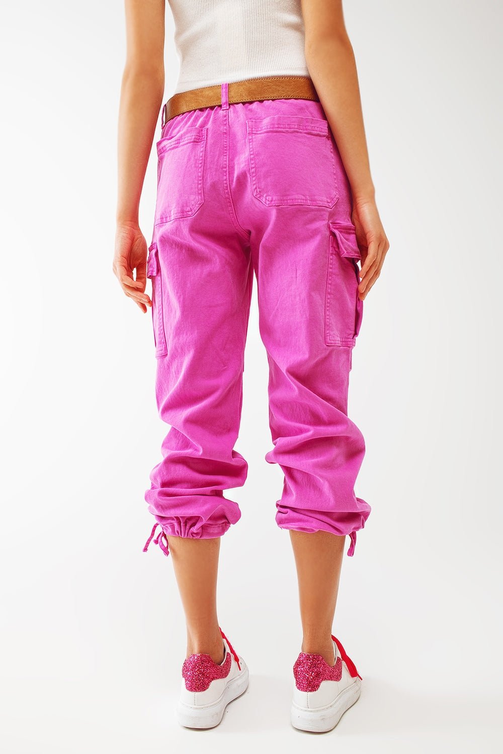 Cargo Pants With Tassel Ends in Fuchsia - Mack & Harvie