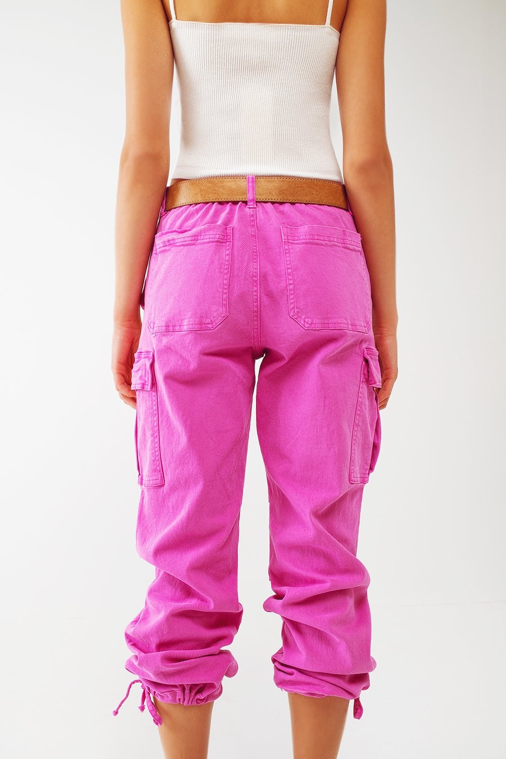 Cargo Pants With Tassel Ends in Fuchsia - Mack & Harvie