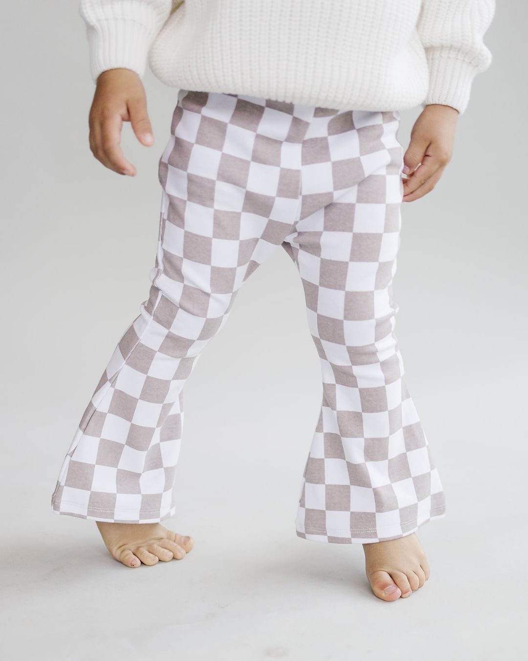 Checkered Flare Pants | Latte - Mack & Harvie