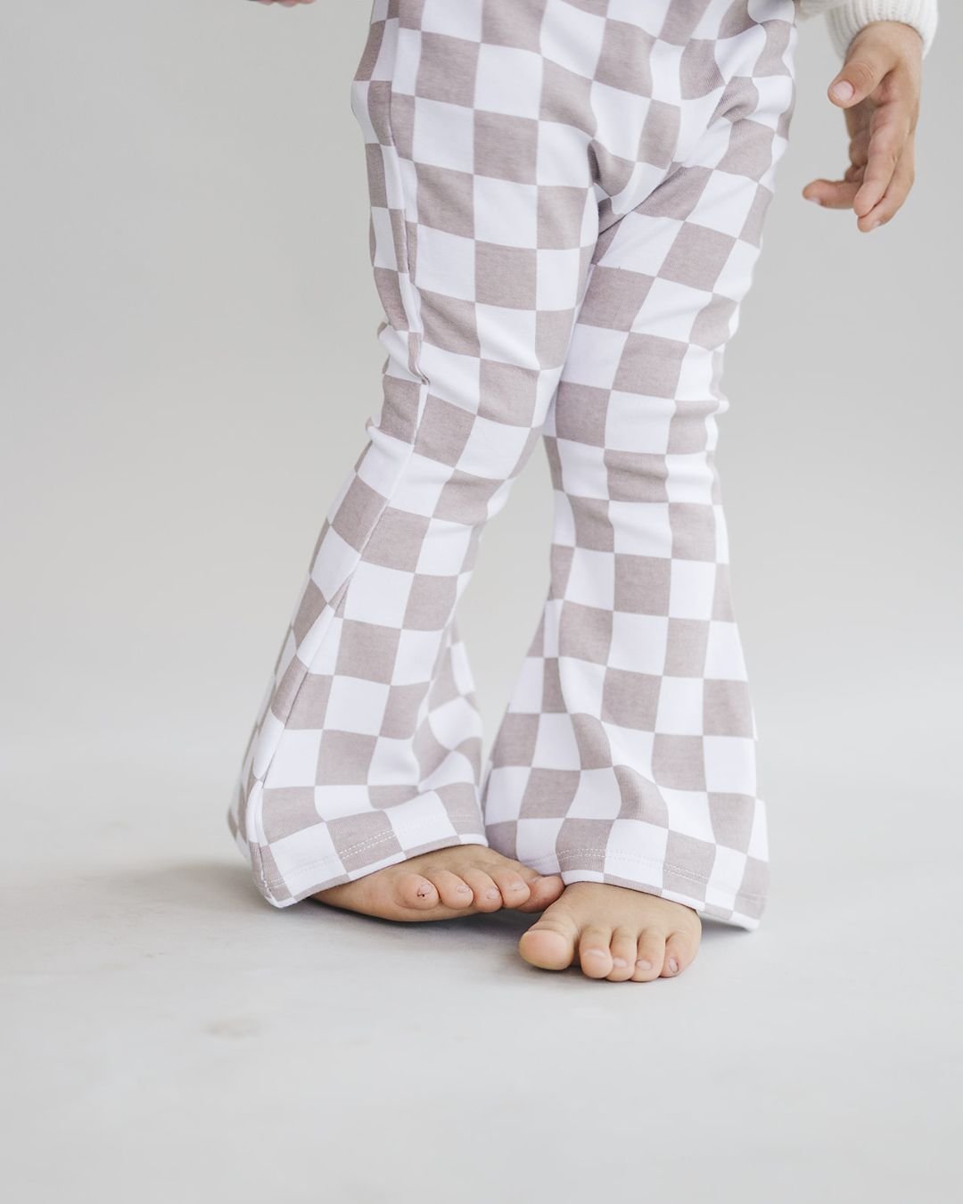 Checkered Flare Pants | Latte - Mack & Harvie