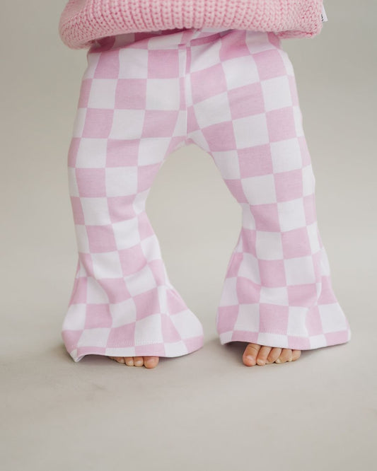 Checkered Flare Pants | Pink - Mack & Harvie