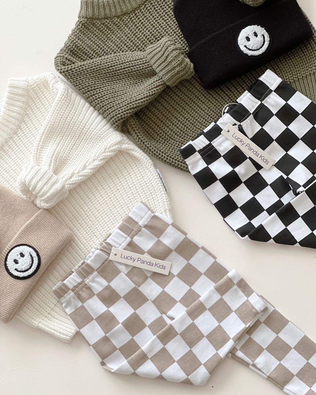 Checkered Leggings | Latte - Mack & Harvie