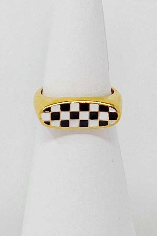 Checkered Oblong Ring - Mack & Harvie