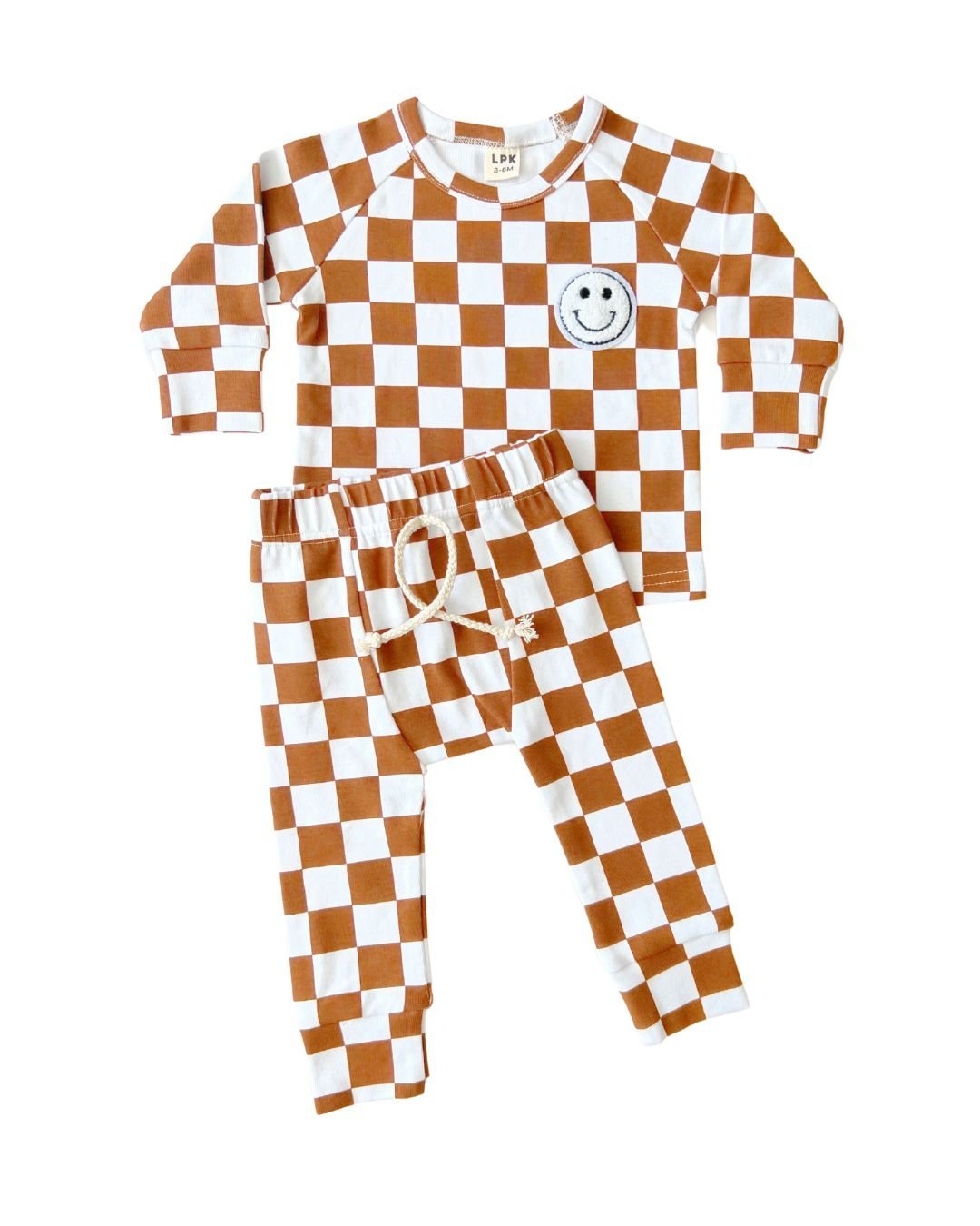 Checkered Smiley Lounge Set | Copper - Mack & Harvie
