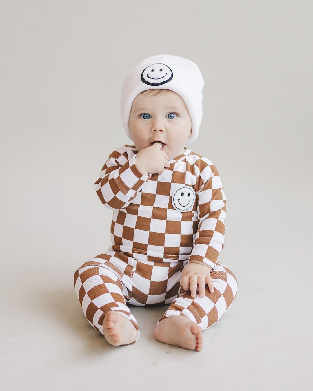 Checkered Smiley Lounge Set | Copper - Mack & Harvie