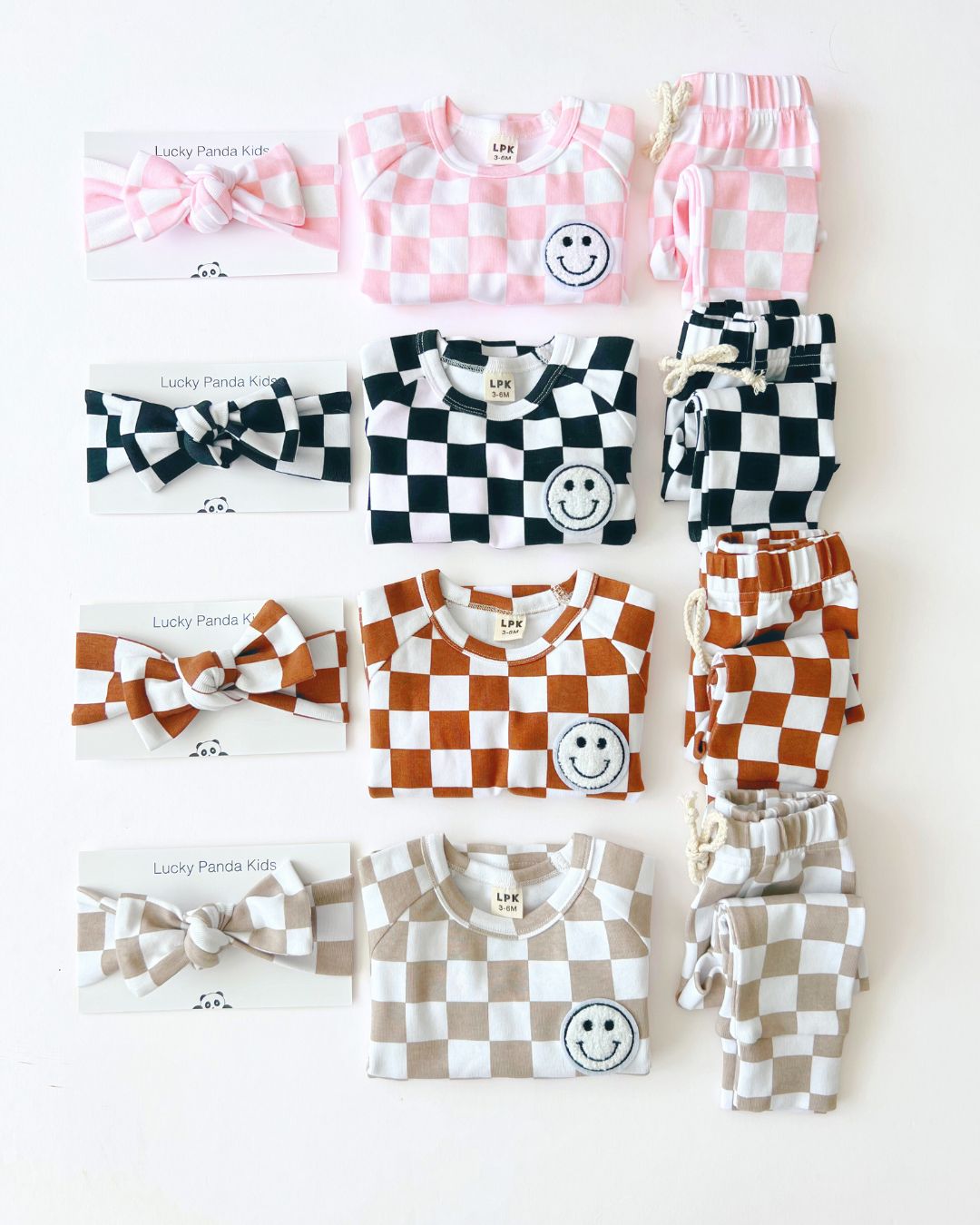 Checkered Smiley Lounge Set | Copper - Mack & Harvie