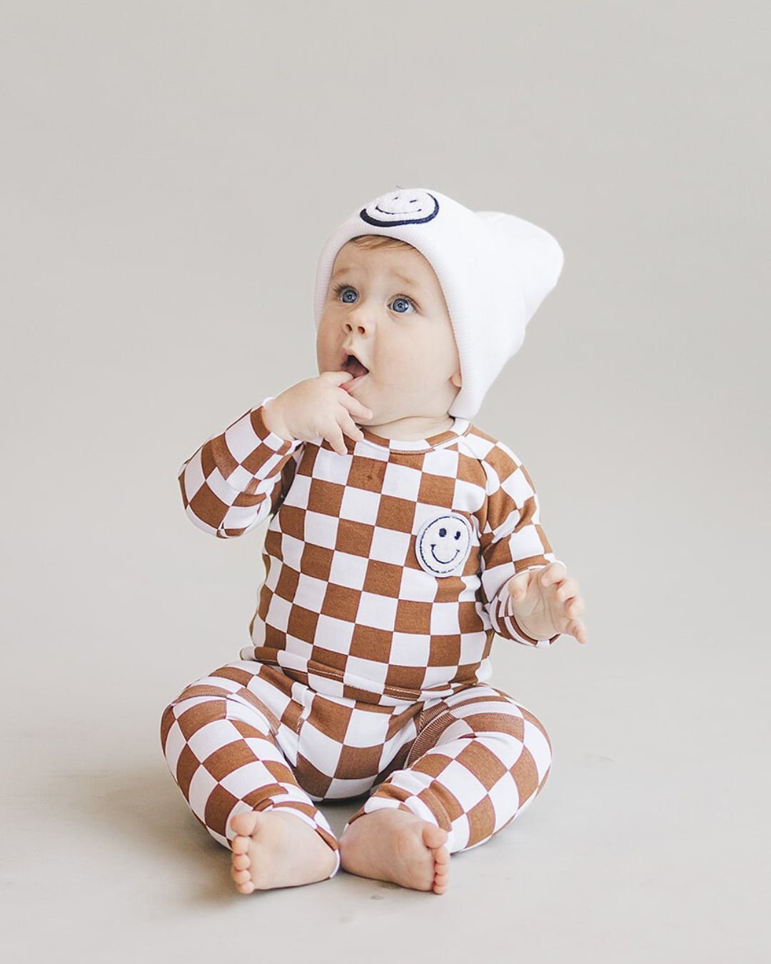 Checkered Smiley Lounge Set | Copper - Mack & Harvie