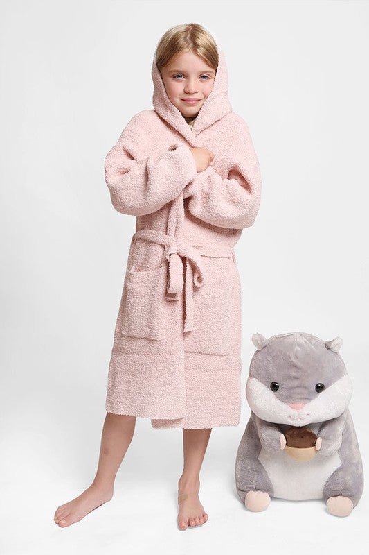 Children's Solid Luxury Soft Hooded Robe w Pocket - Mack & Harvie