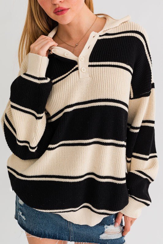 Collared Oversized Sweater Top - Mack & Harvie