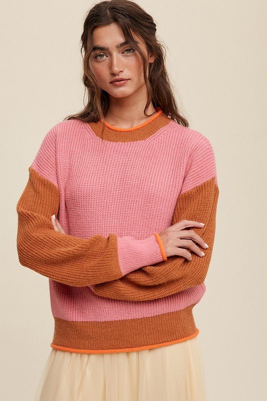 Color Block Ribbed Knit Sweater - Mack & Harvie