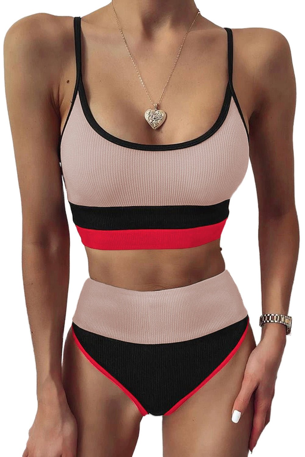 Color Block Spaghetti Strap Two-Piece Swim Set - Mack & Harvie