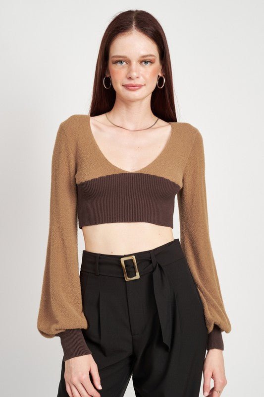 CONTRAST KNIT RIB CROPPED TOP - Mack & Harvie