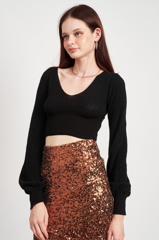 CONTRAST KNIT RIB CROPPED TOP - Mack & Harvie