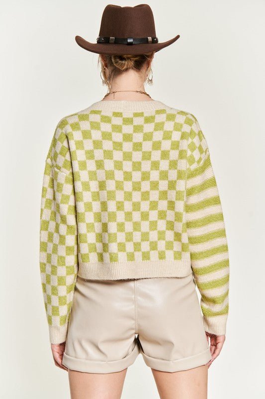 Contrast pattern sweater cardigan JJK5019 - Mack & Harvie