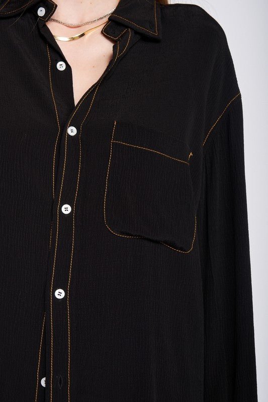 CONTRASTED BUTTON DOWN SHIRT WITH POCKET - Mack & Harvie