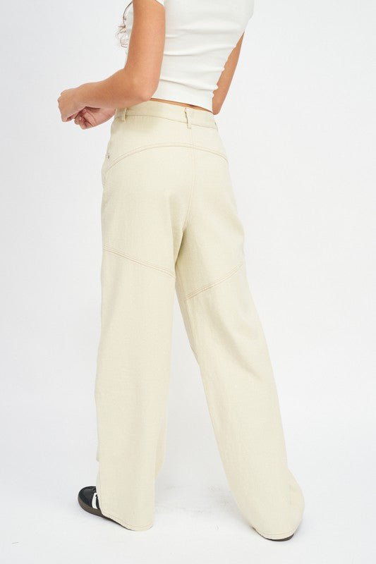 CONTRASTED STITCH DETAIL WIDE PANTS - Mack & Harvie