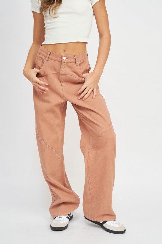 CONTRASTED STITCH DETAIL WIDE PANTS - Mack & Harvie