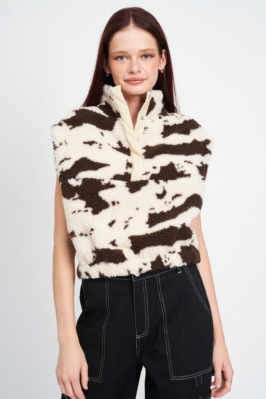 COW PRINT VESTS WITH ZIPPER - Mack & Harvie