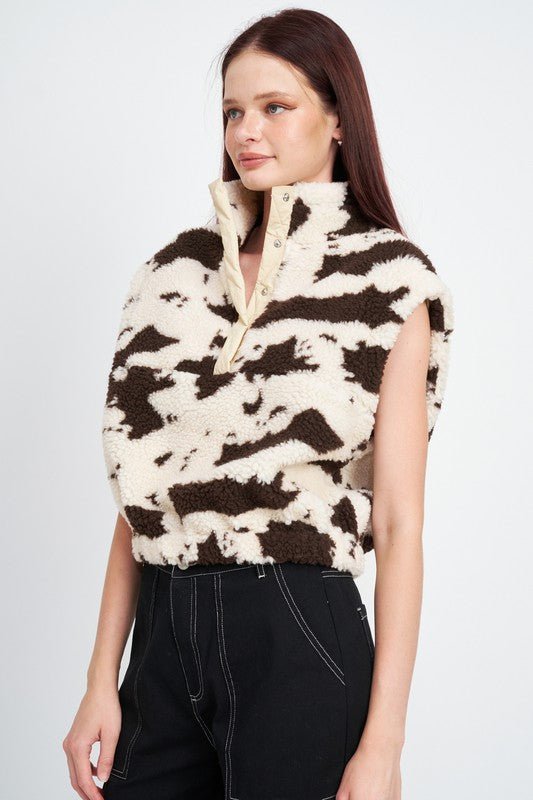 COW PRINT VESTS WITH ZIPPER - Mack & Harvie