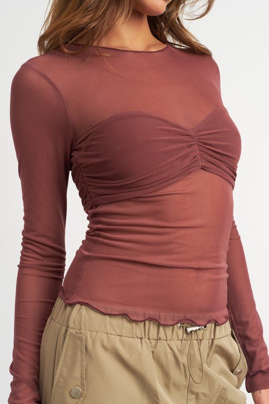CREW NECK SHEER BUST TOP - Mack & Harvie