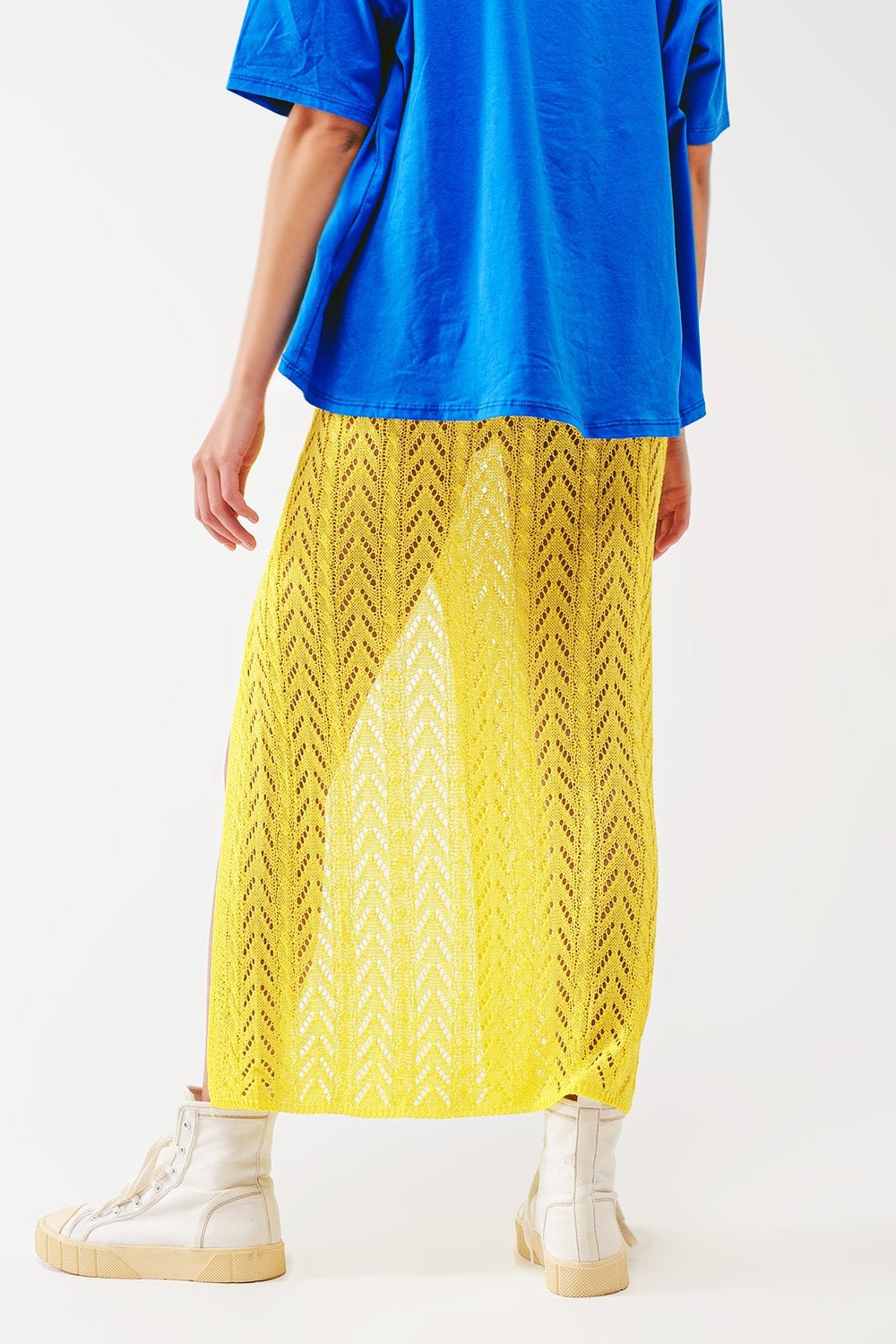 Crochet Maxi Skirt in Yellow - Mack & Harvie