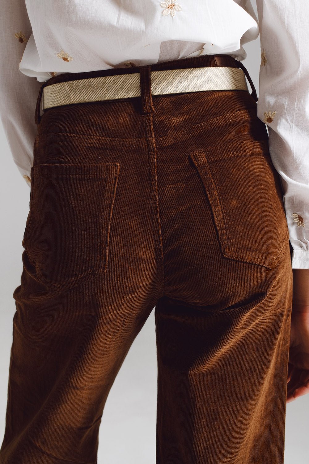Cropped Cord Pants in Brown - Mack & Harvie