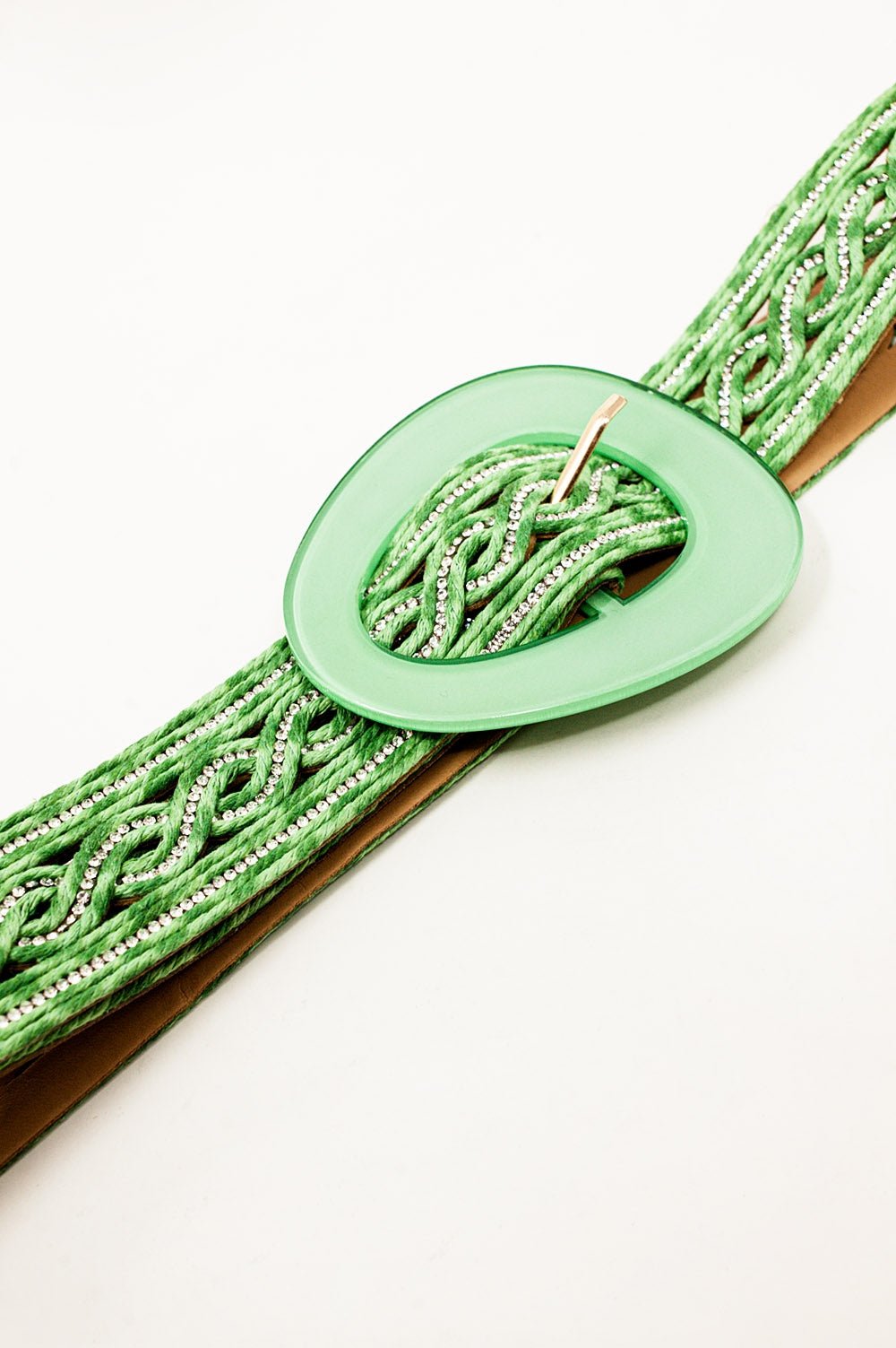 Crystal Embellished Belt in Green - Mack & Harvie
