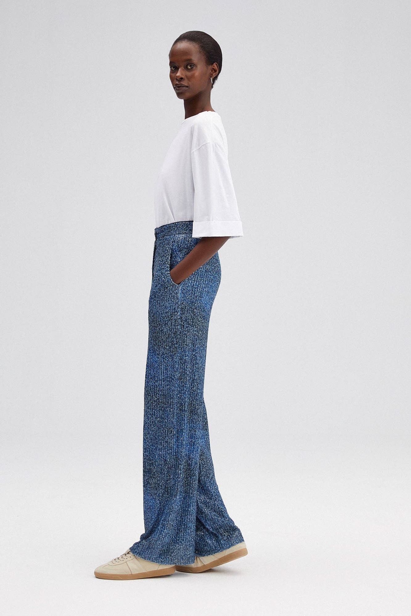 Denim Look Sequin Trousers - Mack & Harvie