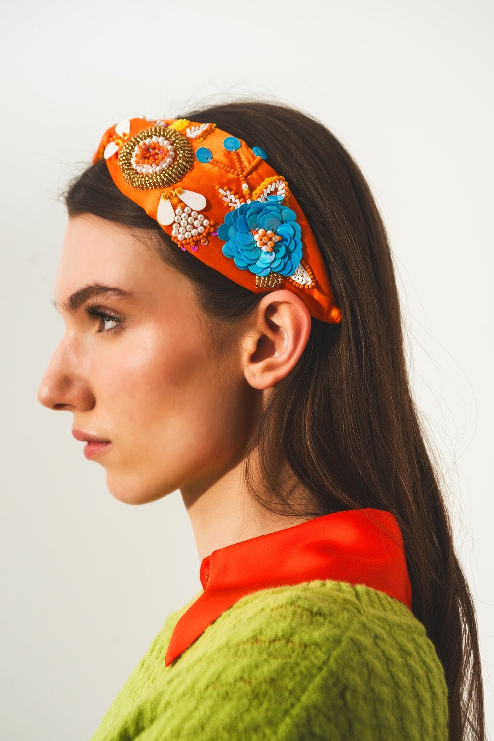 Embellished Chunky Headband in Orange - Mack & Harvie