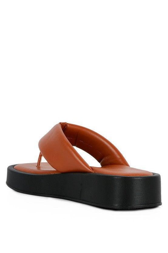 FAUX LEATHER BROAD STRAP THONG SANDALS - Mack & Harvie