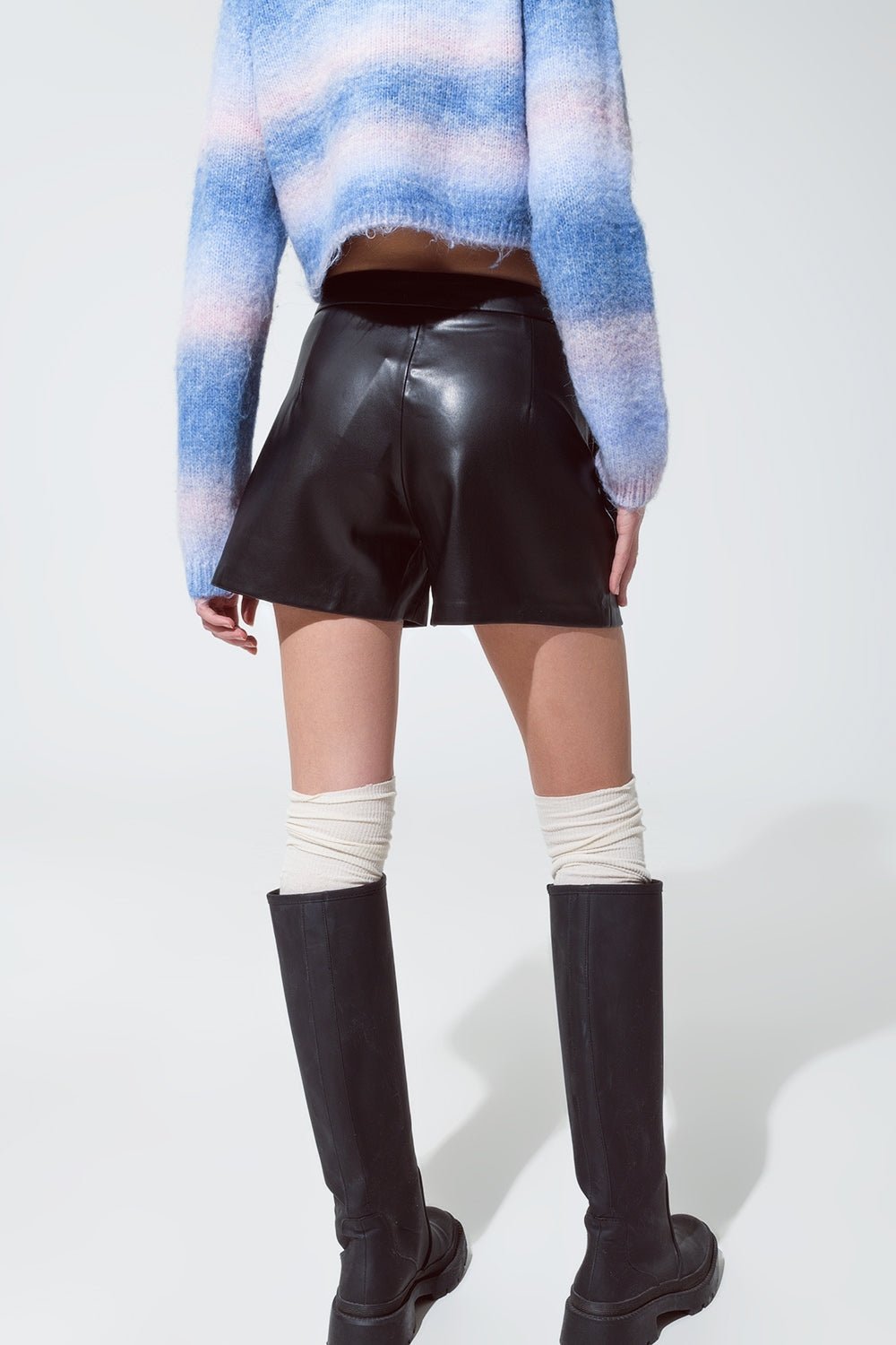 Faux Leather Short Shorts With Waist Detail - Mack & Harvie