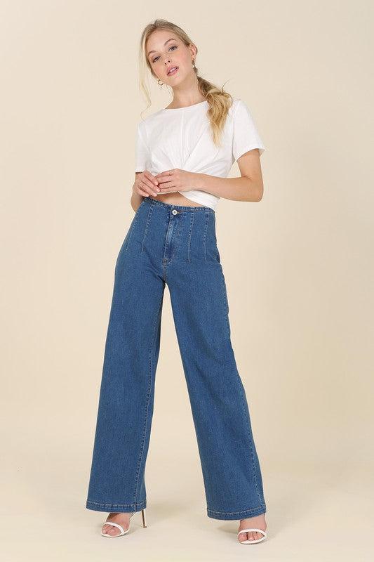 Flared high waist pin-tuck jeans - Mack & Harvie