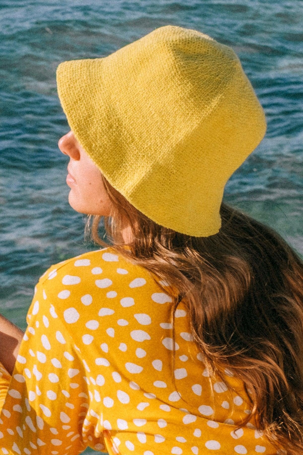 FLORETTE Crochet Bucket Hat, in Yellow - Mack & Harvie