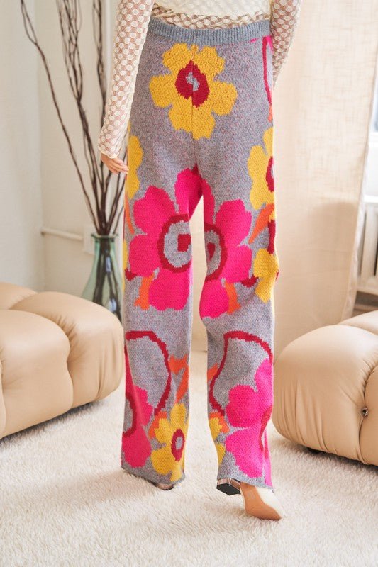 Flower Printed Casual Cozy Full Long Wide Pants - Mack & Harvie