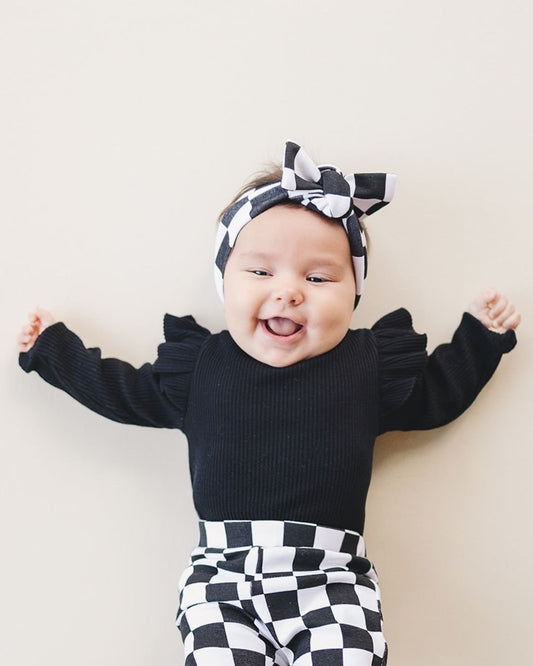 Flutter Sleeve Baby Bodysuit | Black - Mack & Harvie