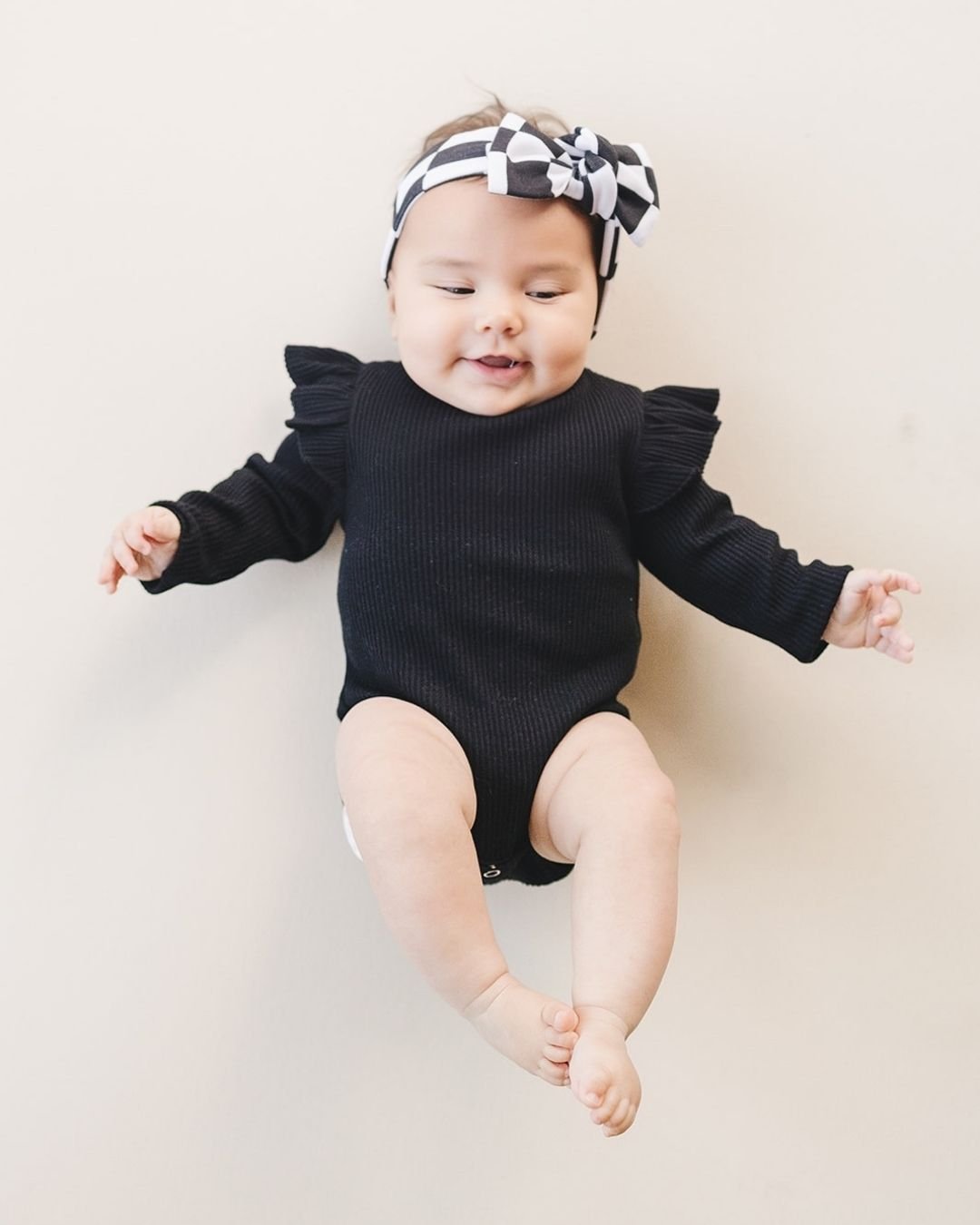 Flutter Sleeve Baby Bodysuit | Black - Mack & Harvie