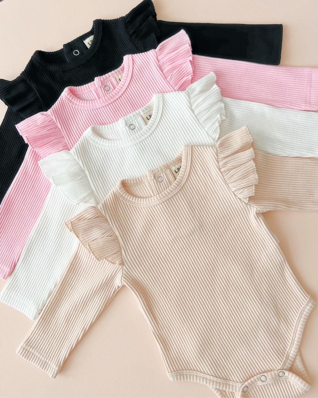 Flutter Sleeve Baby Bodysuit | Pink - Mack & Harvie