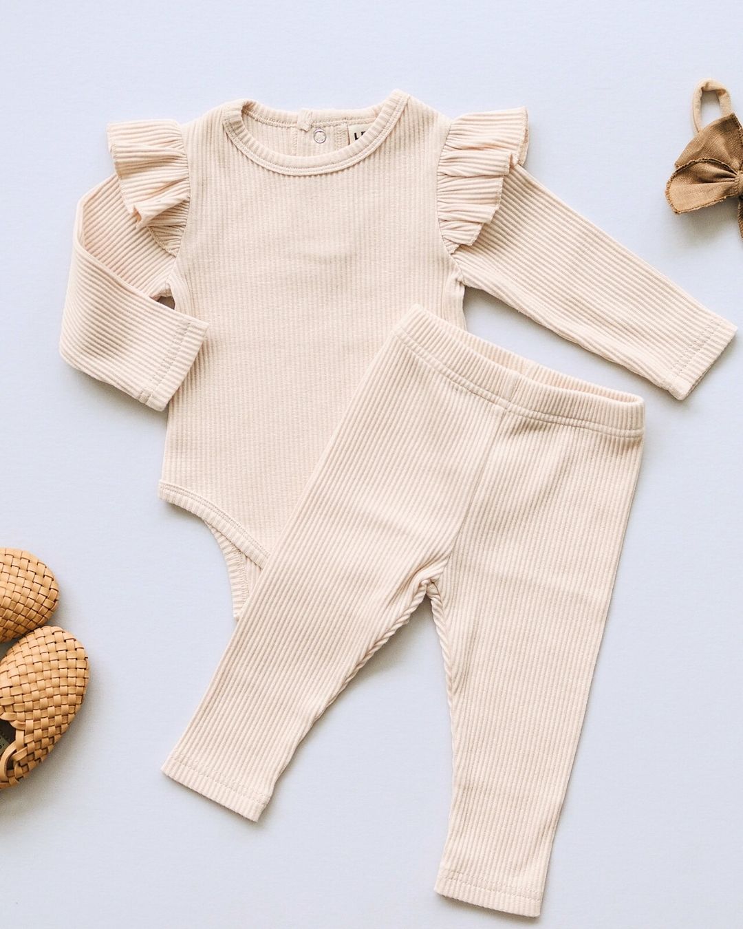 Flutter Sleeve Baby Bodysuit | Vanilla - Mack & Harvie