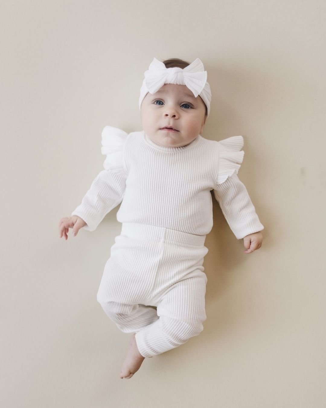 Flutter Sleeve Baby Bodysuit | White - Mack & Harvie